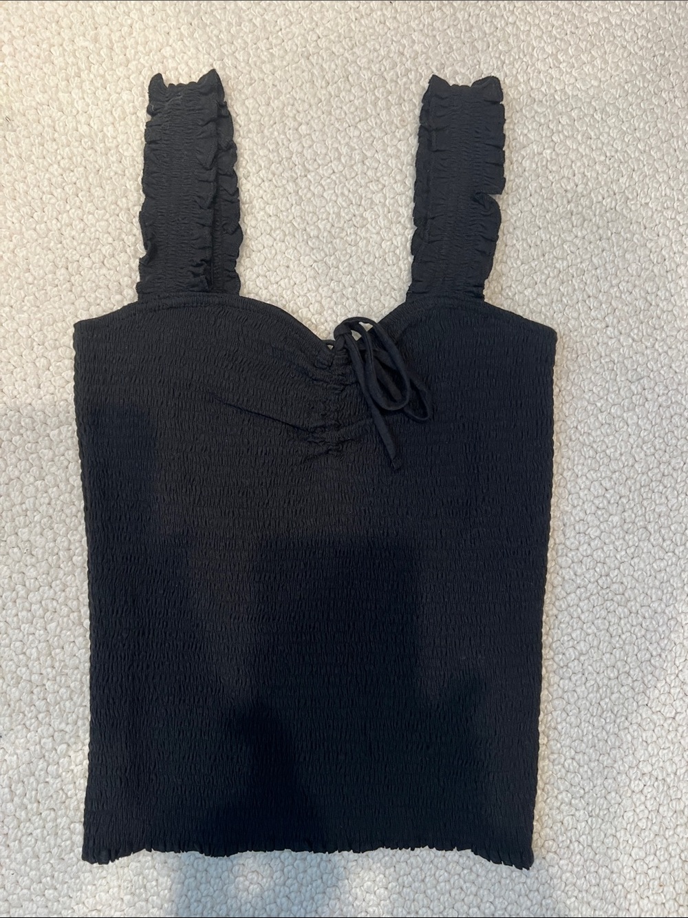 Nation LTD Black Ruffle Strap Smocked Tank XS